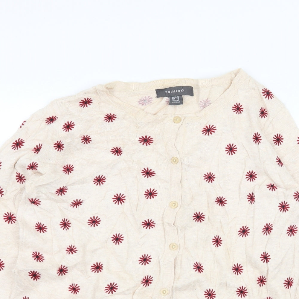 Primark Womens Pink Floral Knit Cardigan Jumper Size 10