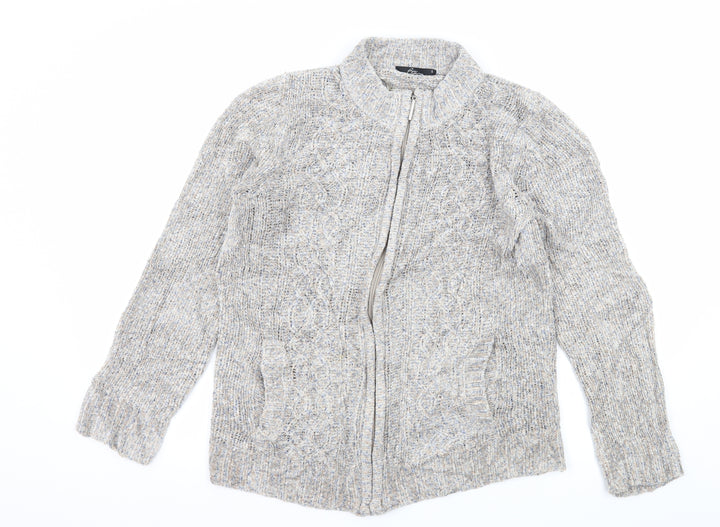 Bonmarché Womens Grey  Knit Full Zip Jumper Size S