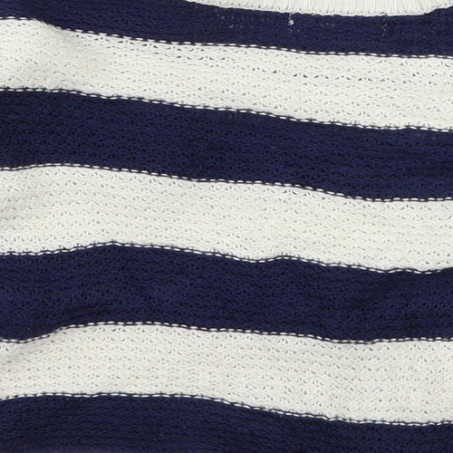 M&Co Girls White Striped Knit Pullover Jumper Size 5-6 Years