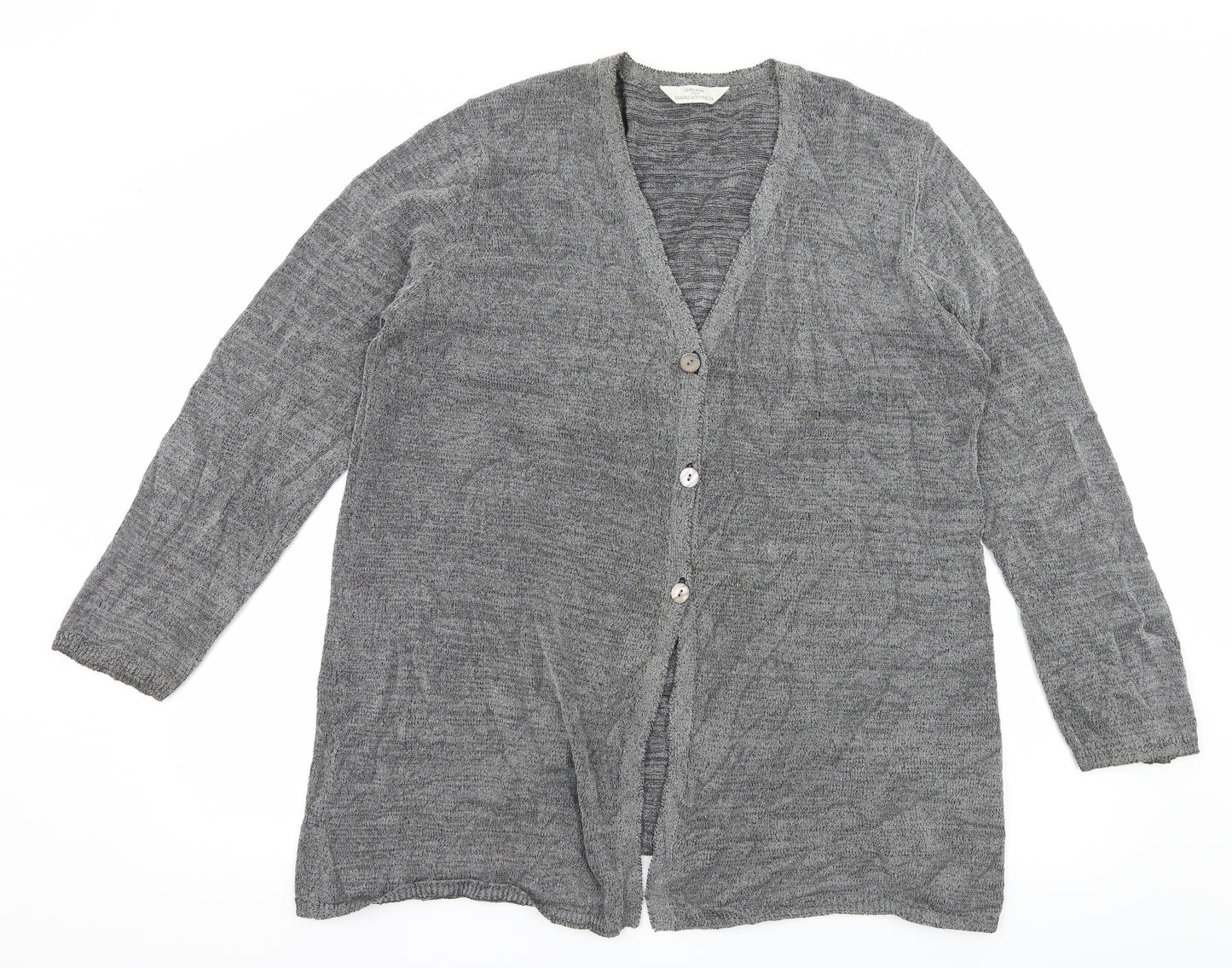 St Michael Womens Grey  Knit Cardigan Jumper Size 18