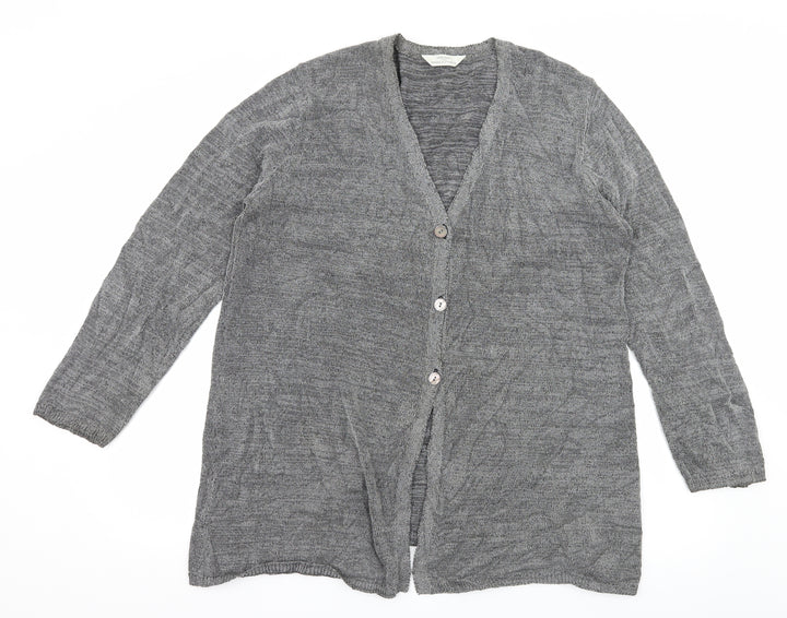St Michael Womens Grey Knit Cardigan Jumper Size 18