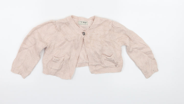 NEXT Girls Pink Knit Cape Jumper Size 12-18 Months