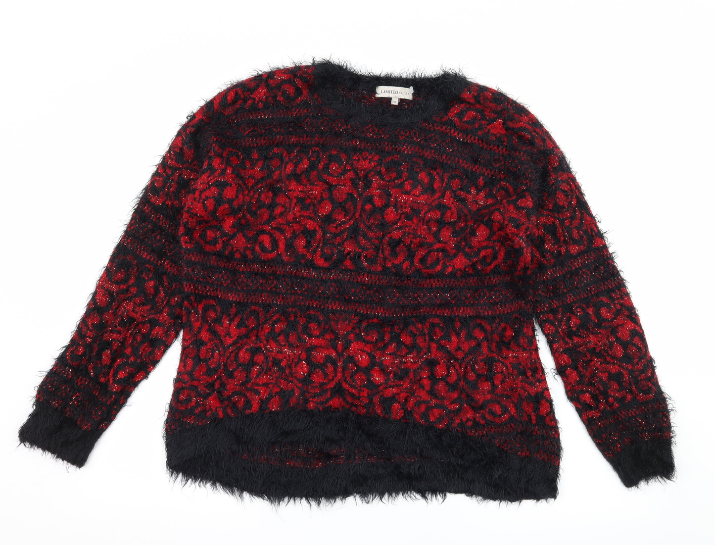 Marks and Spencer Womens Red Geometric Knit Pullover Jumper Size 12