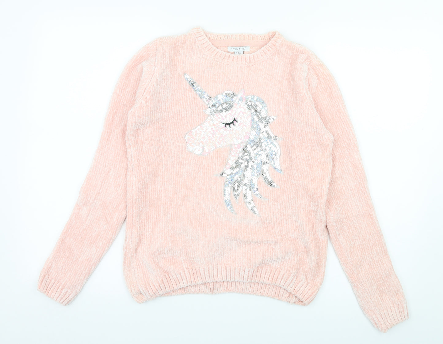 Priamrk Girls Pink  Knit Pullover Jumper Size 11-12 Years  - Unicorn