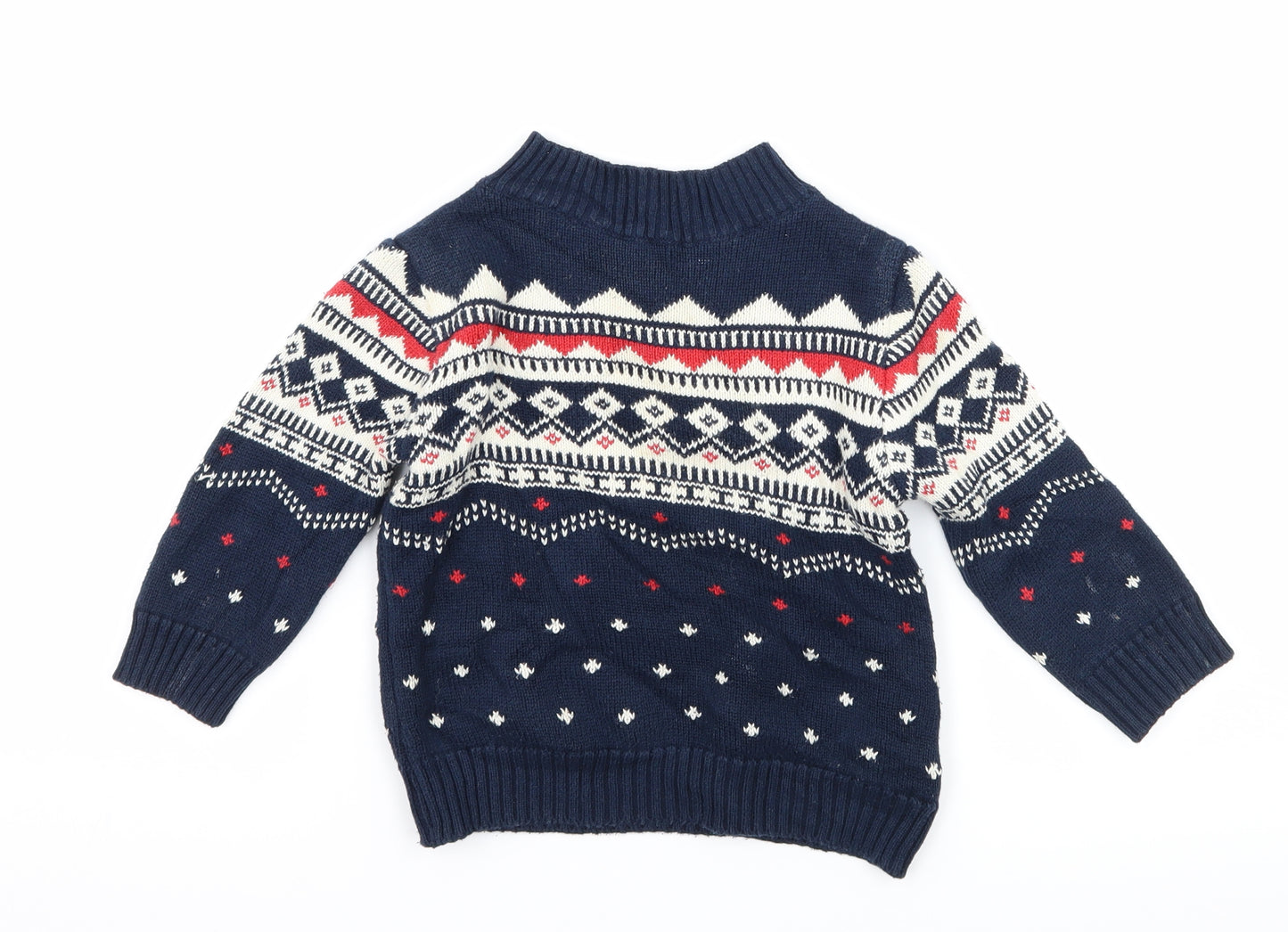NEXT Boys Blue Geometric Knit Pullover Jumper Size 12-18 Months