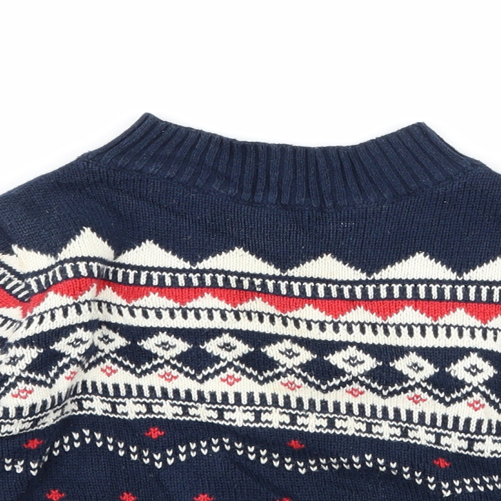 NEXT Boys Blue Geometric Knit Pullover Jumper Size 12-18 Months