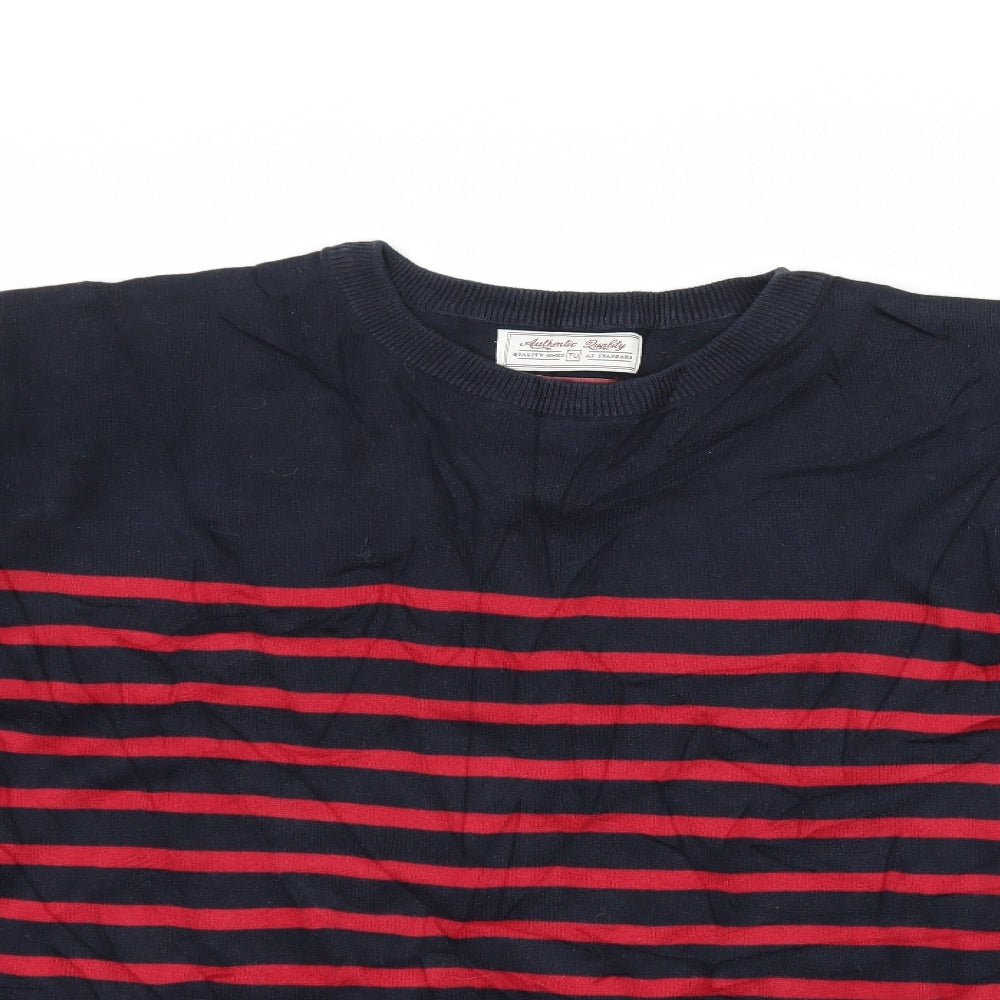 TU Mens Blue Striped Knit Pullover Jumper Size XL