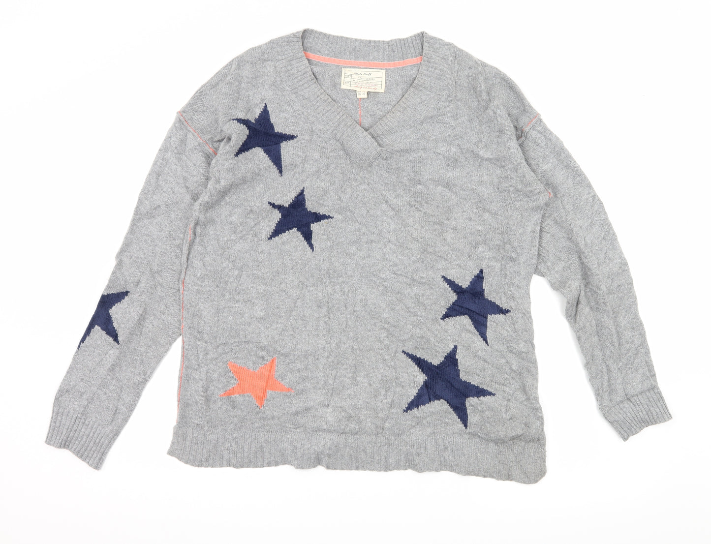White Stuff Womens Grey Geometric Knit Pullover Jumper Size 12  - Stars