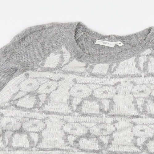 New Look Womens Grey Geometric Knit Pullover Jumper Size 10  - owl
