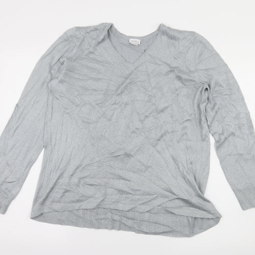 Mona Womens Grey  Knit Pullover Jumper Size 16