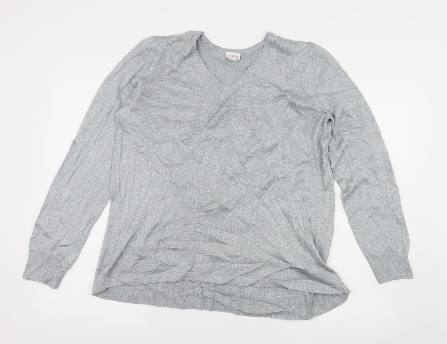 Mona Womens Grey  Knit Pullover Jumper Size 16