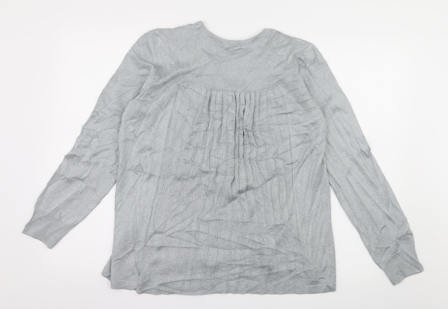 Mona Womens Grey  Knit Pullover Jumper Size 16