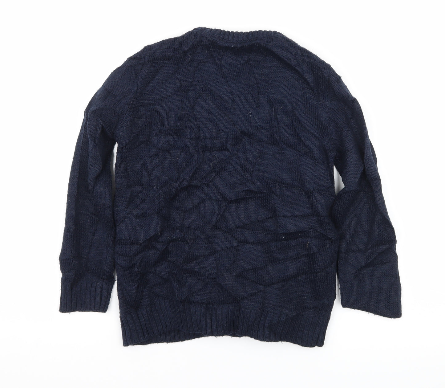 Blue Zoo Boys Blue Geometric Knit Pullover Jumper Size 5-6 Years  - Christmas Rudolph