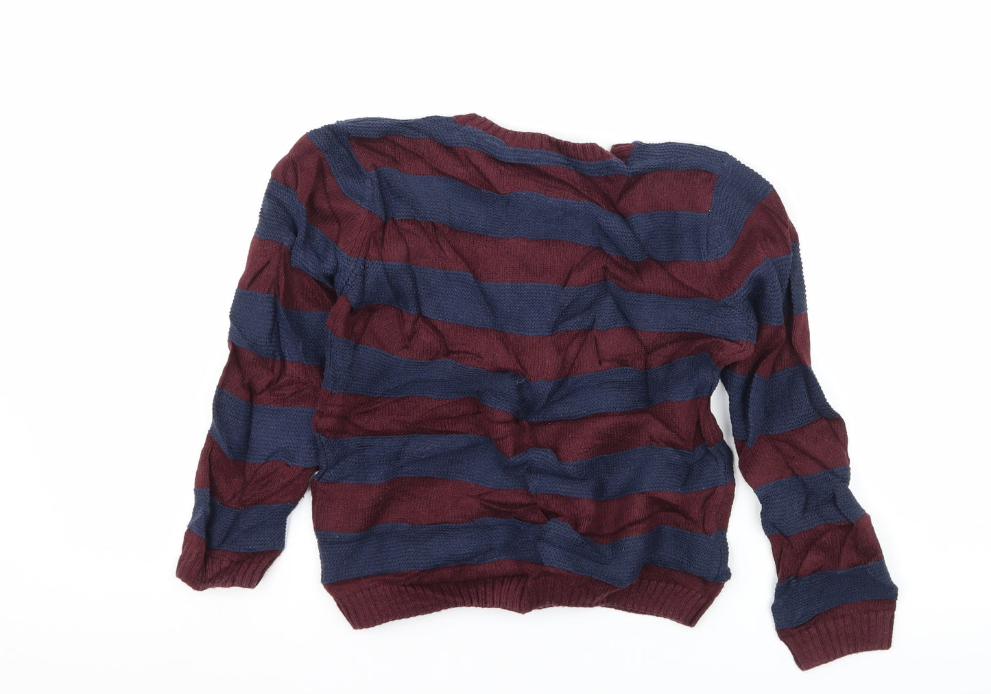 Marks and Spencer Boys Red Striped Knit Pullover Jumper Size 6-7 Years