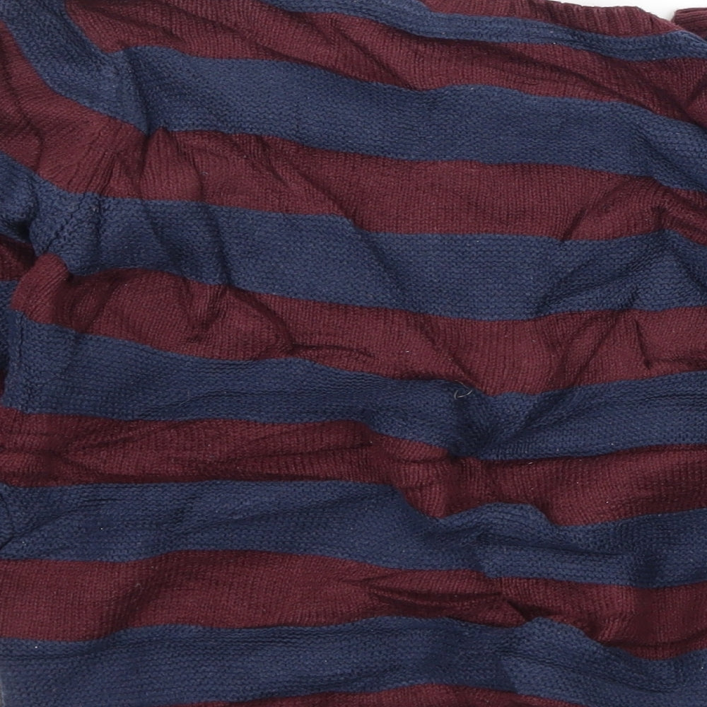 Marks and Spencer Boys Red Striped Knit Pullover Jumper Size 6-7 Years