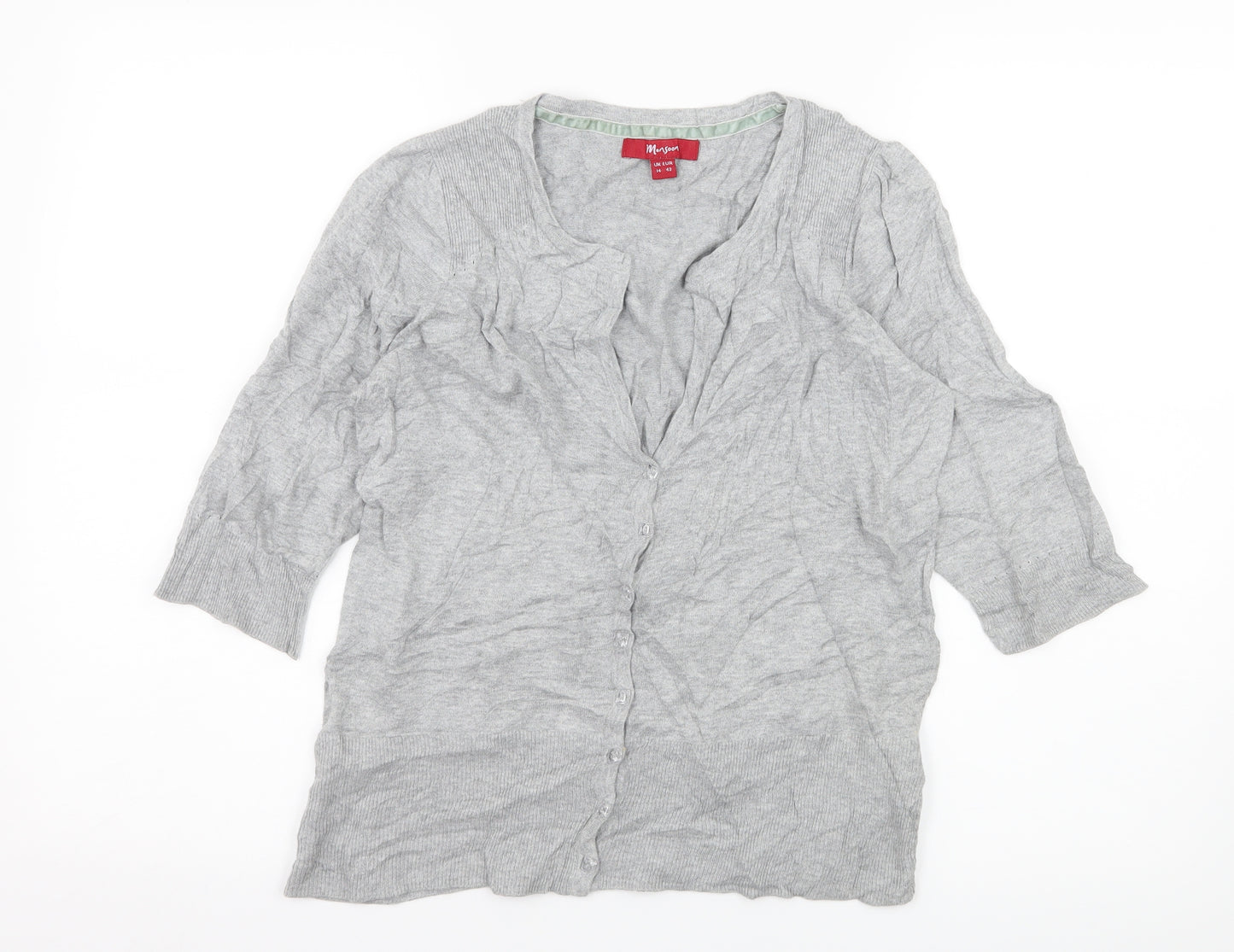 Monsoon Womens Grey  Knit Cardigan Jumper Size 14