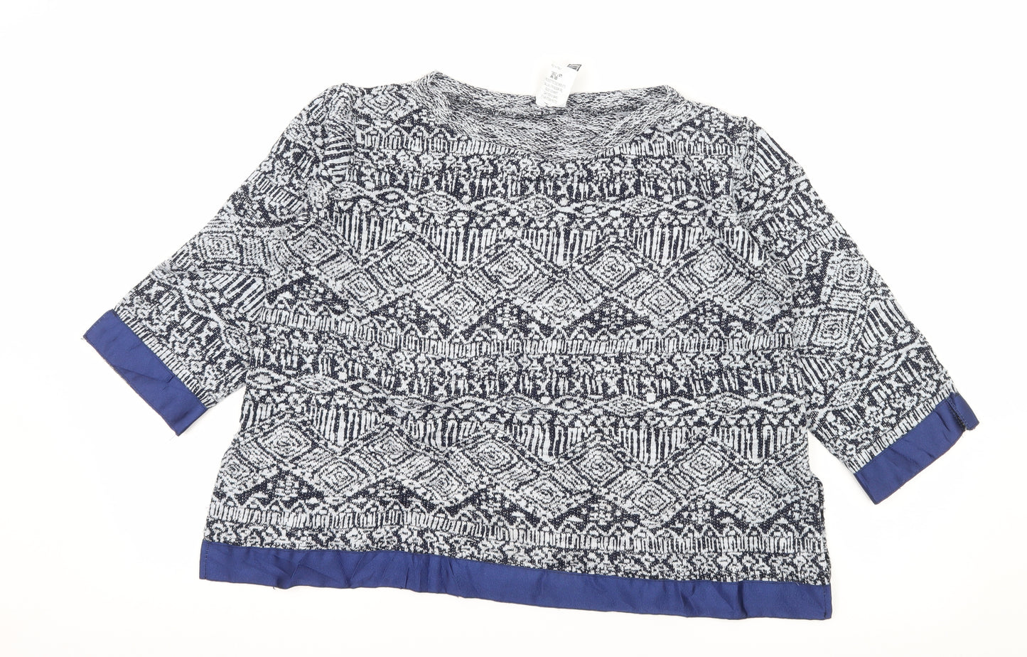 Pour Moi Womens Blue Geometric Knit Pullover Jumper Size L