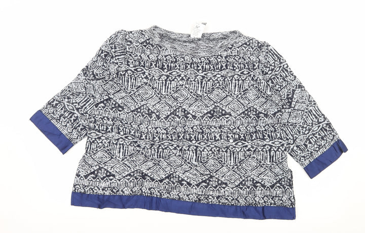Pour Moi Womens Blue Geometric Knit Pullover Jumper Size L