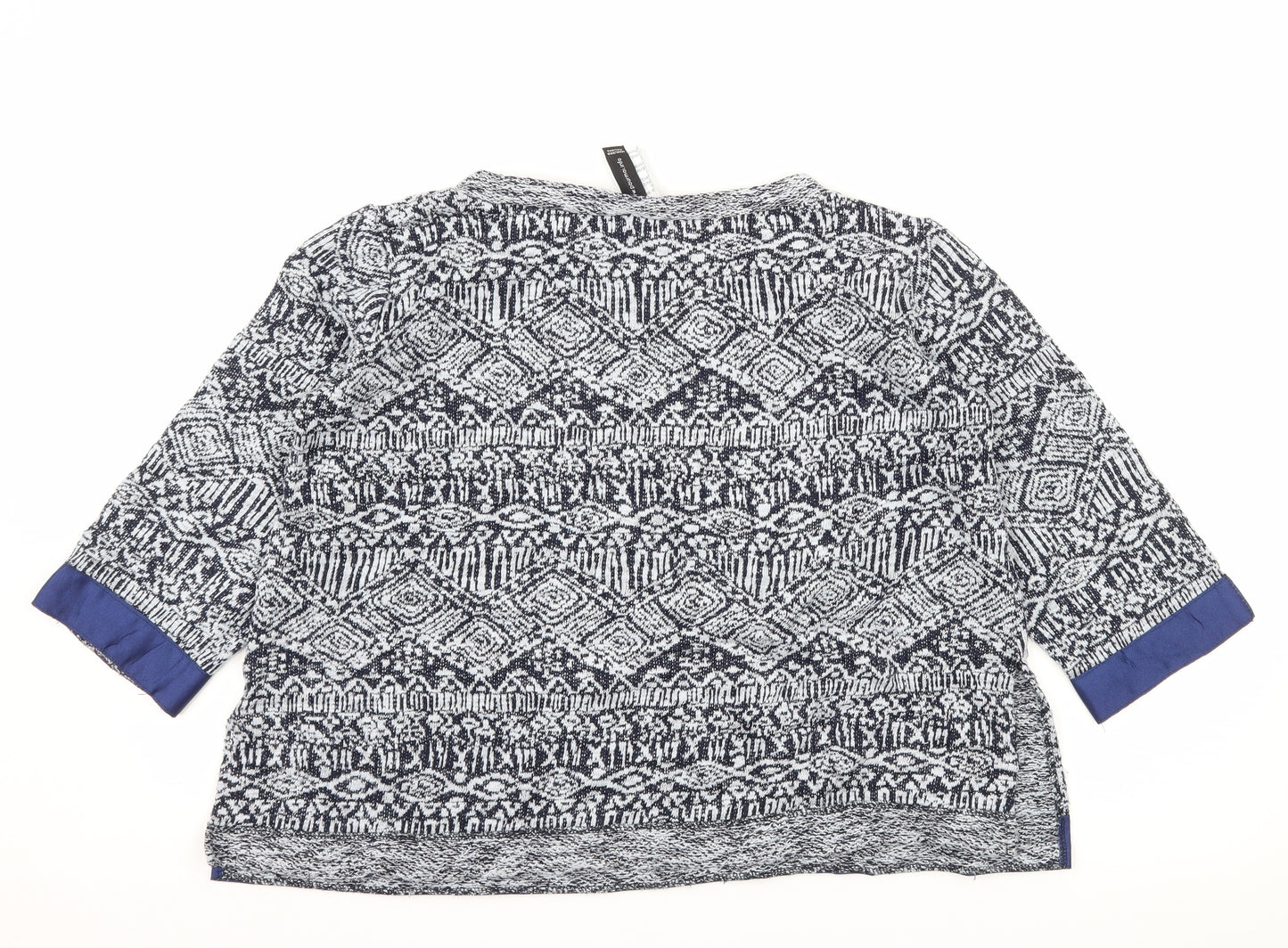 Pour Moi Womens Blue Geometric Knit Pullover Jumper Size L
