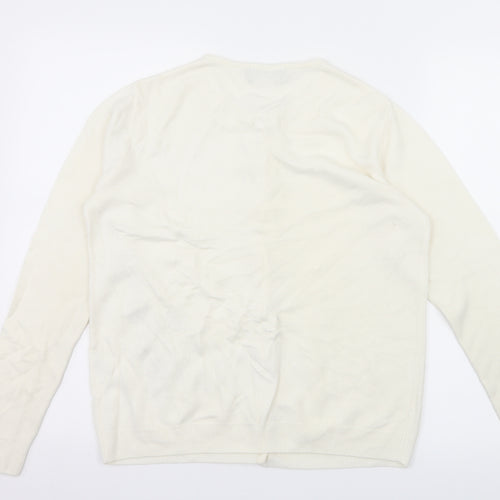 Andre De Bren Womens Ivory Floral Knit Cardigan Jumper Size 8