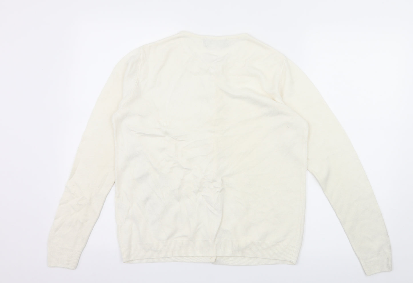 Andre De Bren Womens Ivory Floral Knit Cardigan Jumper Size 8