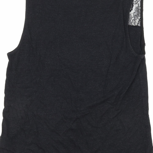 Topshop Womens Black  Jersey Basic Tank Size 8  - Lace detail
