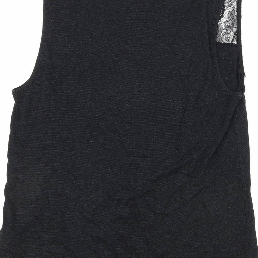 Topshop Womens Black  Jersey Basic Tank Size 8  - Lace detail