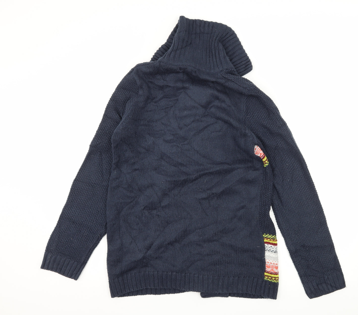 Marks and Spencer Girls Blue Striped Knit Cardigan Jumper Size 13-14 Years