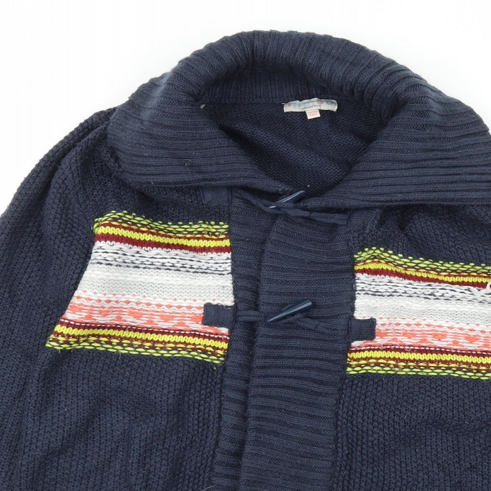 Marks and Spencer Girls Blue Striped Knit Cardigan Jumper Size 13-14 Years