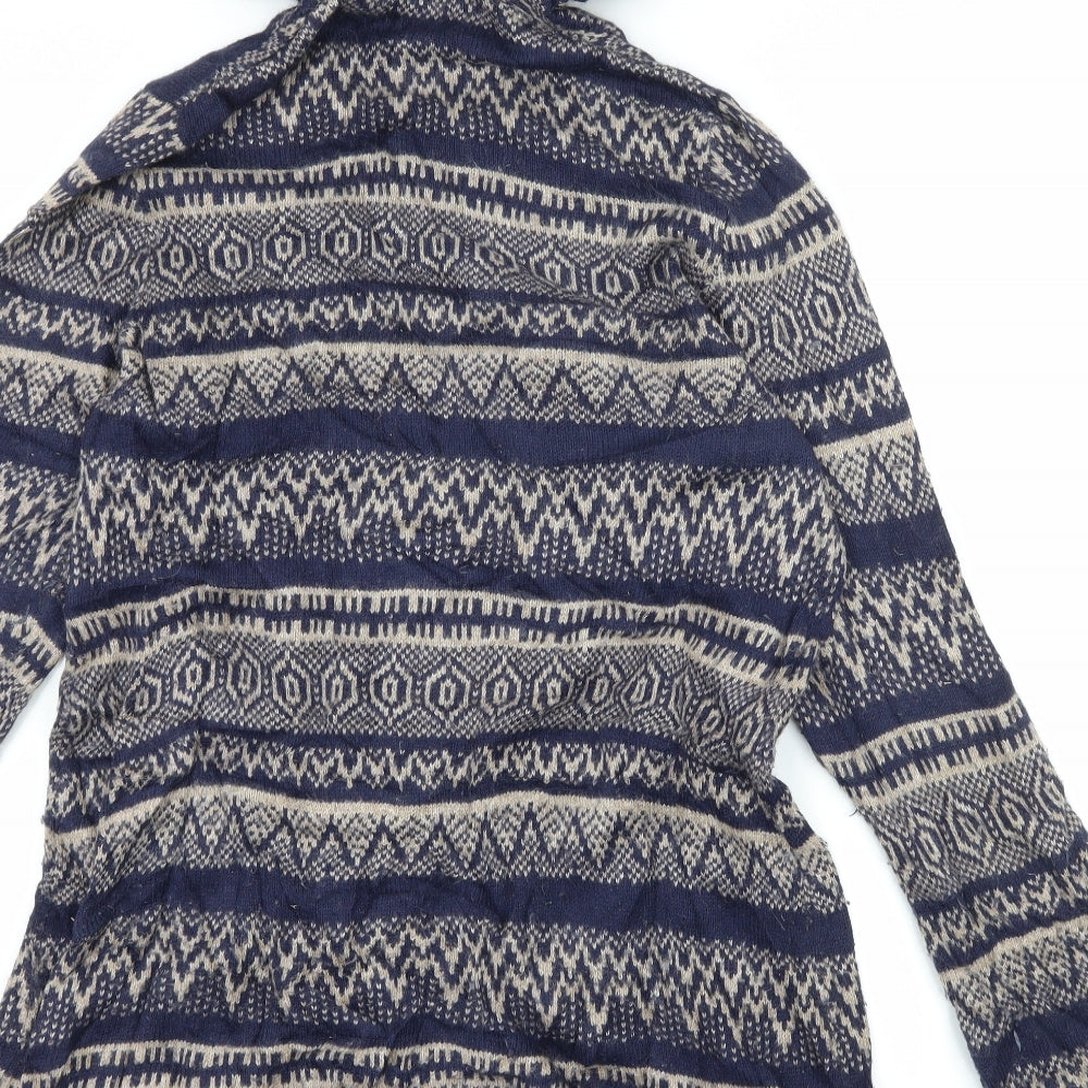 Marks and Spencer Womens Blue Striped Knit Pullover Hoodie Size 12