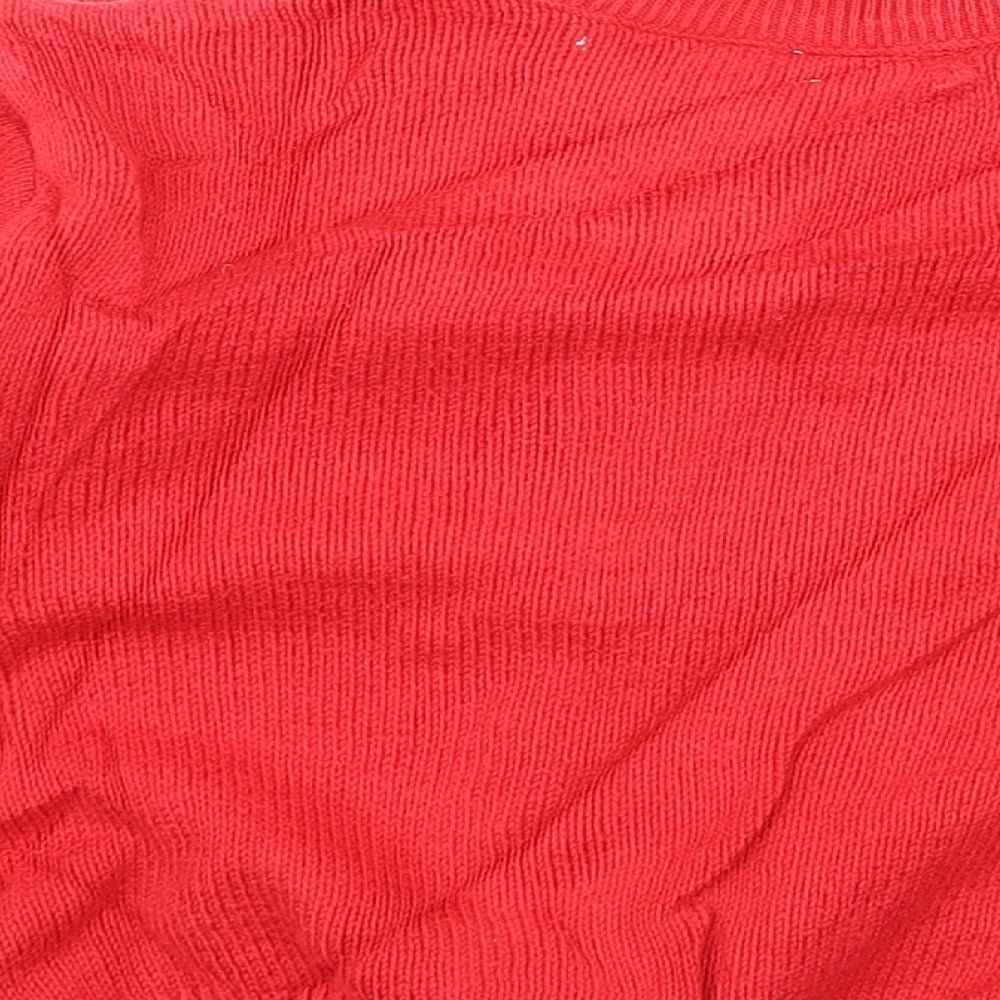 Pyret Girls Red Geometric Knit Cardigan Jumper Size 2 Years  - Rabbit