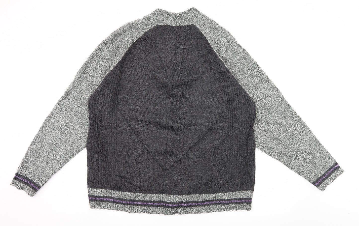 Kingston Mens Grey Striped Knit Pullover Jumper Size 2XL