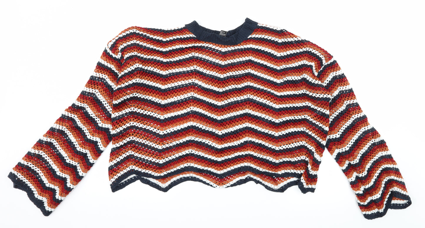 FOREVER 21 Womens Multicoloured Striped Knit Pullover Jumper Size M
