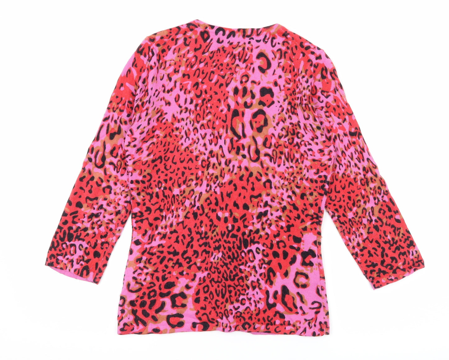 Austin Reed Womens Pink Animal Print Knit Cardigan Jumper Size XS