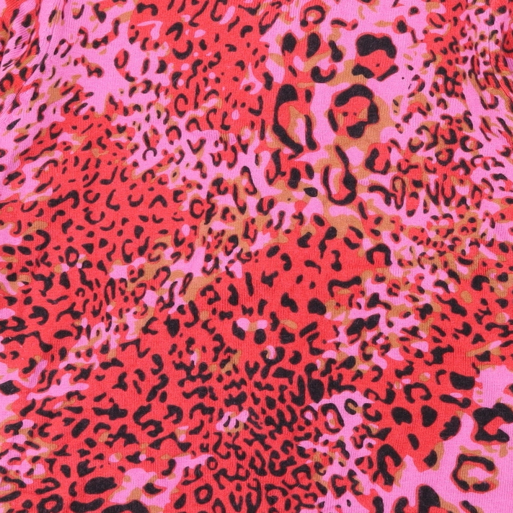 Austin Reed Womens Pink Animal Print Knit Cardigan Jumper Size XS