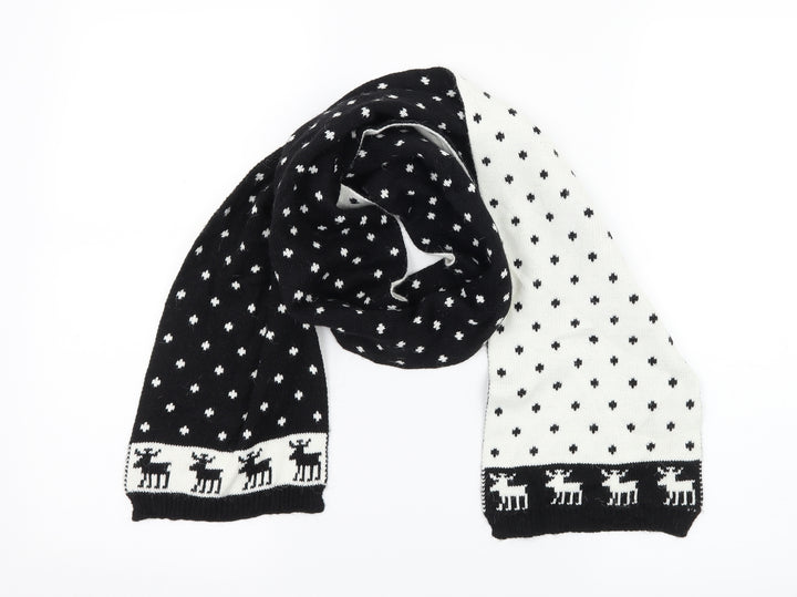Dents Womens Black Polka Dot Knit  Scarf   - reindeer