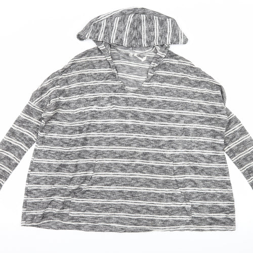 Out From Under Womens Grey Striped Jersey Pullover Hoodie Size S