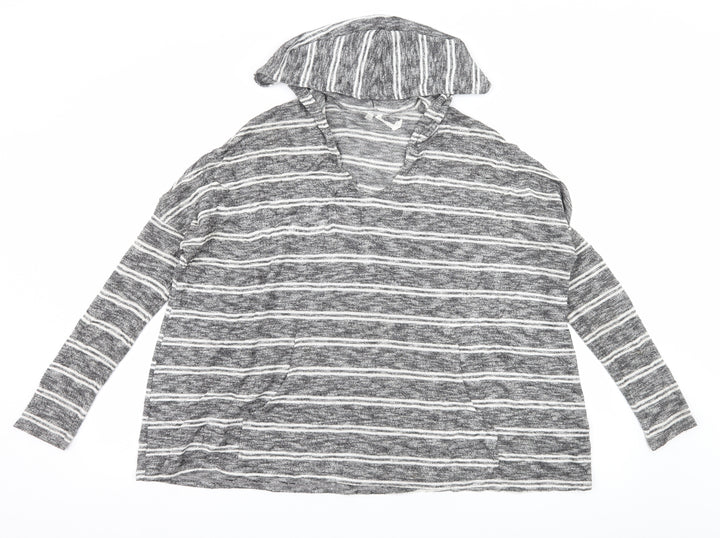 Out From Under Womens Grey Striped Jersey Pullover Hoodie Size S