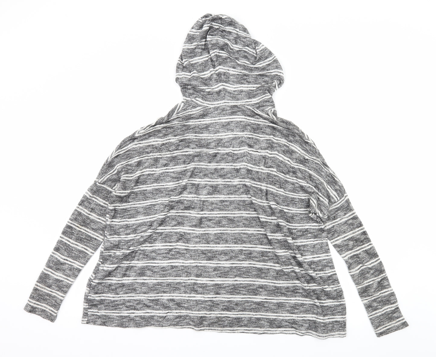 Out From Under Womens Grey Striped Jersey Pullover Hoodie Size S