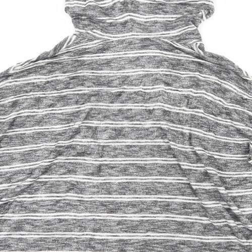 Out From Under Womens Grey Striped Jersey Pullover Hoodie Size S