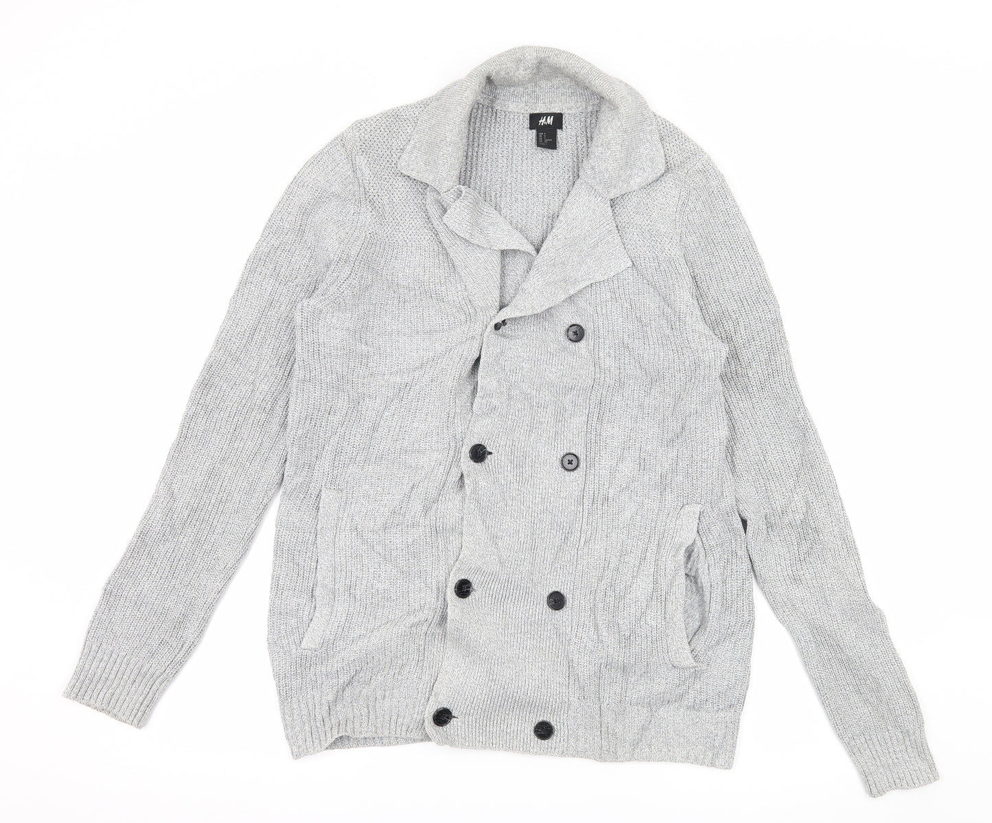 H&M Womens Grey  Knit Cardigan Jumper Size S