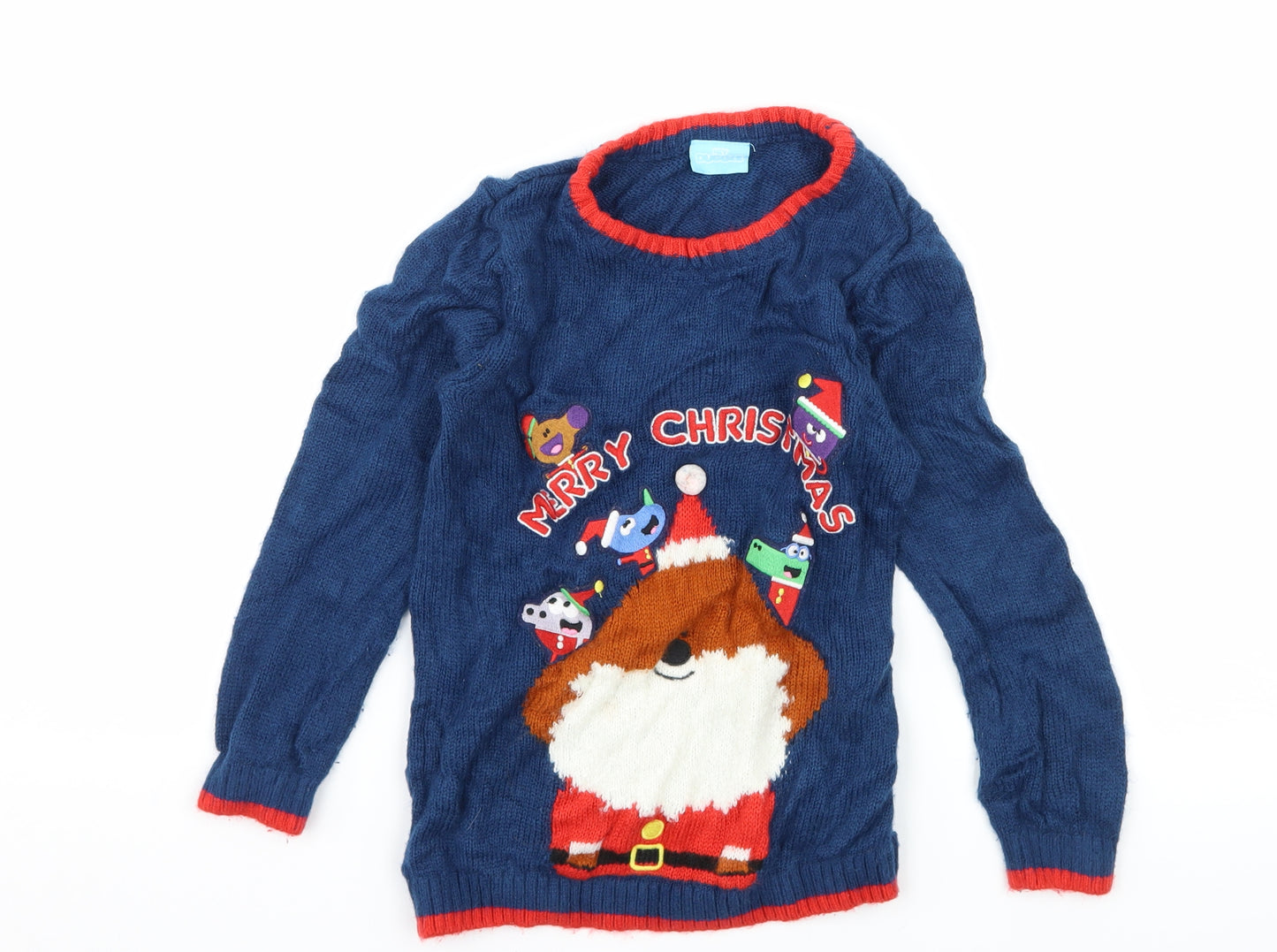 TU Boys Blue  Knit Pullover Jumper Size 5-6 Years  - Christmas Fox
