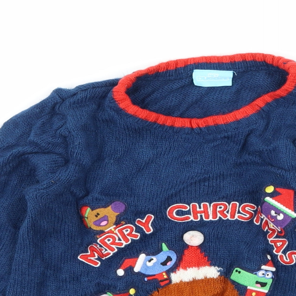 TU Boys Blue  Knit Pullover Jumper Size 5-6 Years  - Christmas Fox