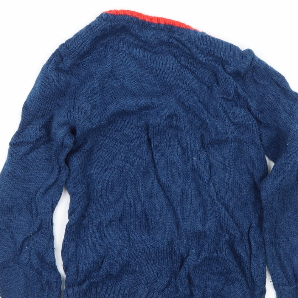 TU Boys Blue  Knit Pullover Jumper Size 5-6 Years  - Christmas Fox