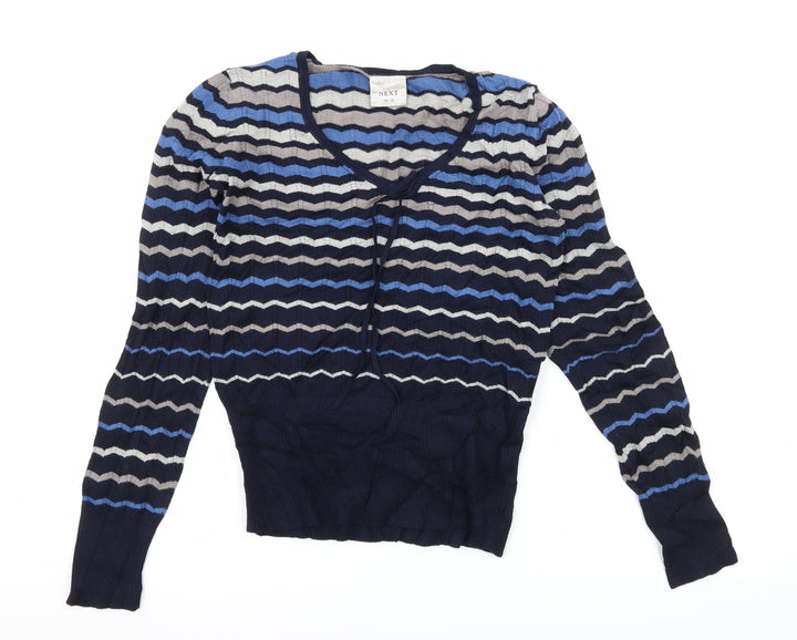 NEXT Womens Blue Striped Knit Pullover Jumper Size 10