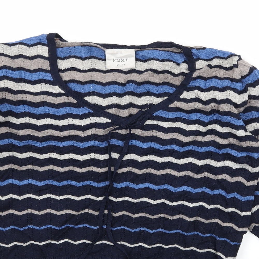 NEXT Womens Blue Striped Knit Pullover Jumper Size 10