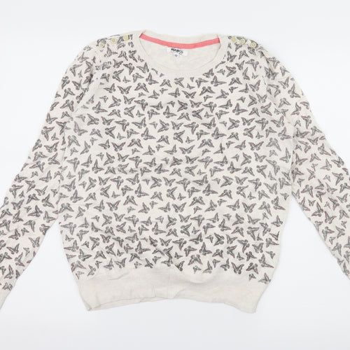 PEP & CO Womens Ivory Geometric Knit Pullover Jumper Size 12  - Butterflies