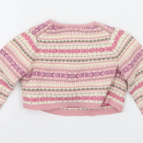 Gap Girls Pink Striped Knit Cardigan Jumper Size 6-9 Months