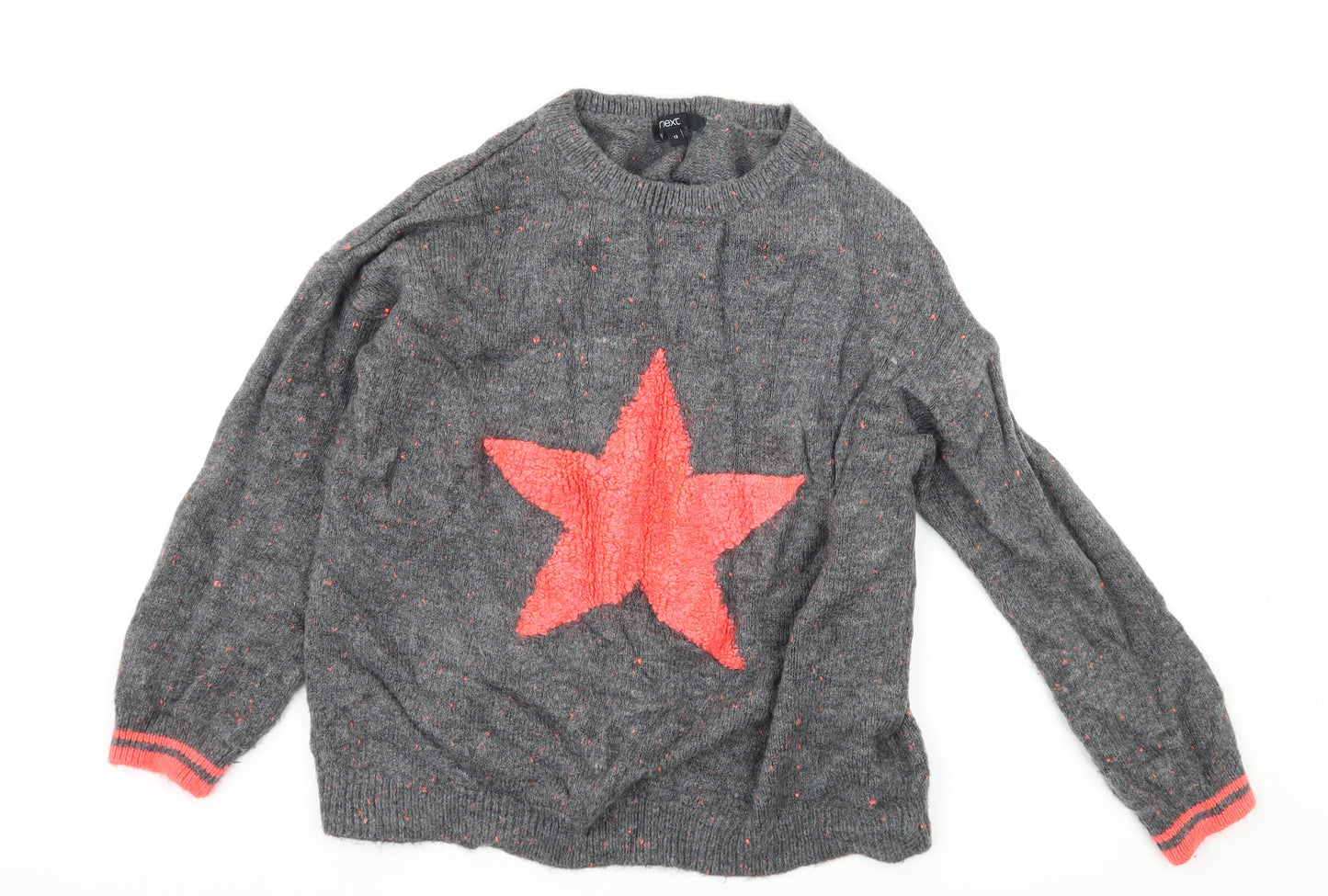 NEXT Womens Grey Geometric Knit Pullover Jumper Size 12  - Star