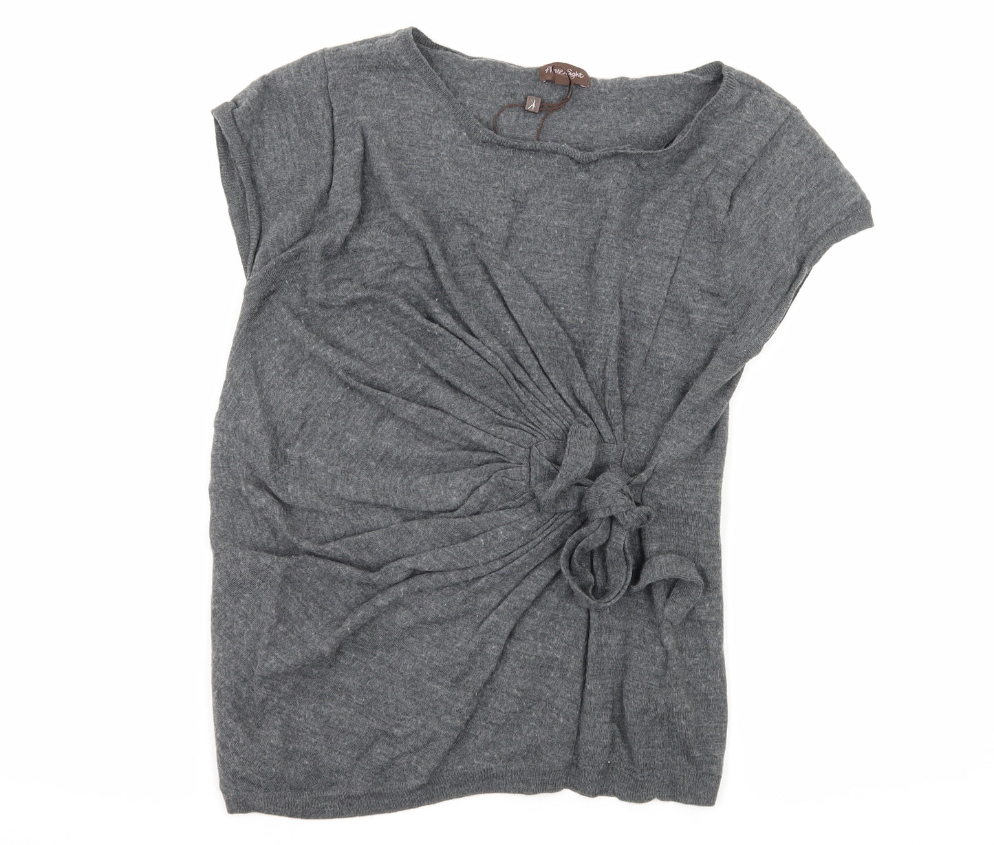 Phase Eight Womens Grey  Knit Basic T-Shirt Size 16  - Tie Front